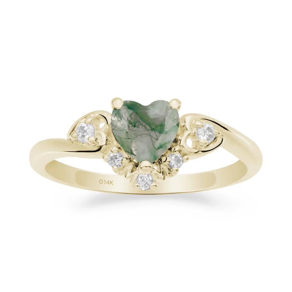 Heart Shaped Moss Agate Ring for Mom - Image 9