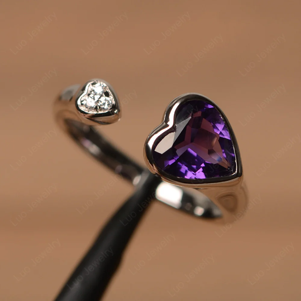Amethyst Open Heart Engagement Ring - Image 2