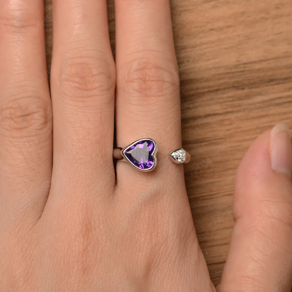 Amethyst Open Heart Engagement Ring - Image 4