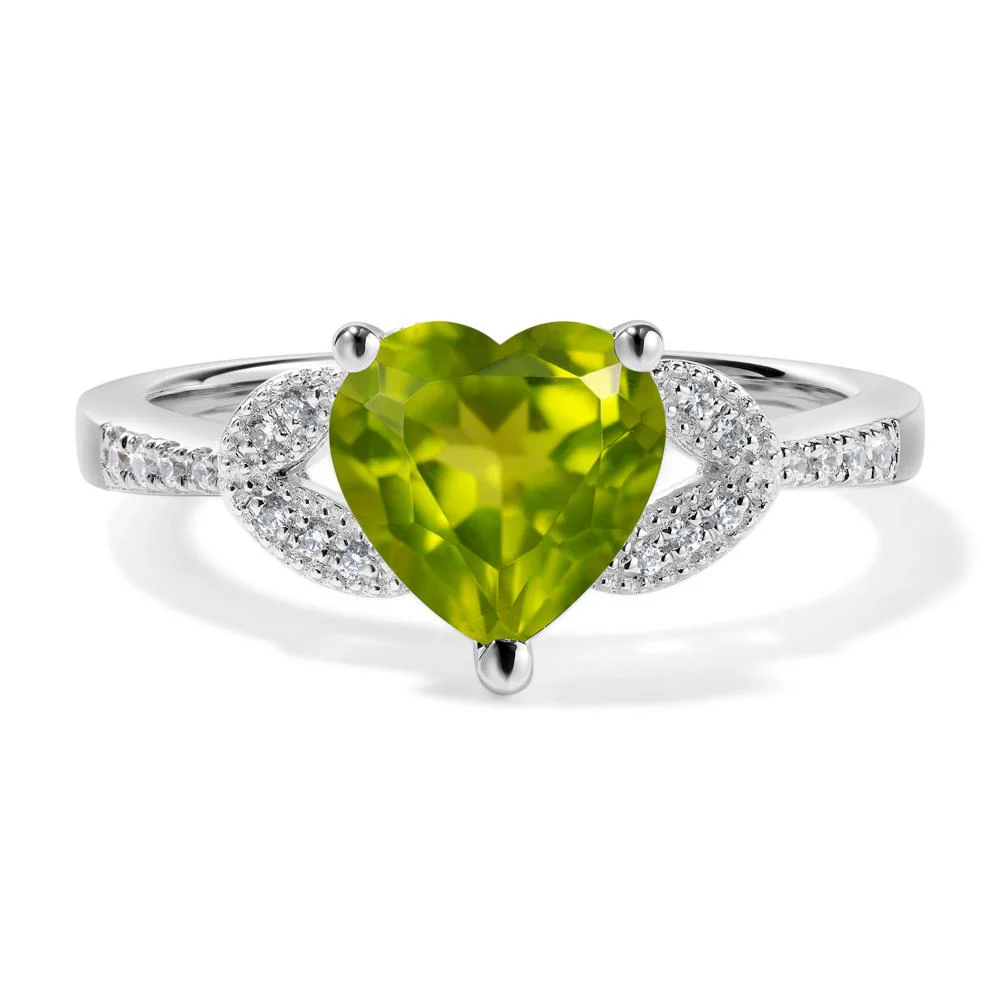 Heart Shaped Peridot Engagement Ring