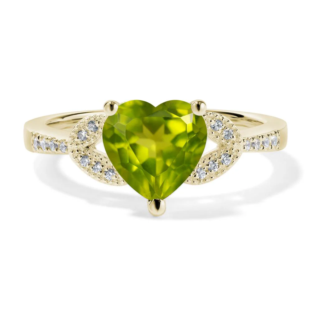 Heart Shaped Peridot Engagement Ring - Image 4