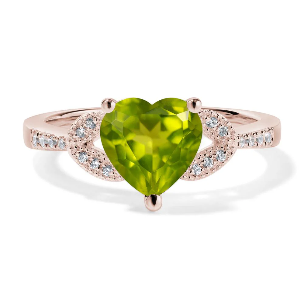 Heart Shaped Peridot Engagement Ring - Image 5