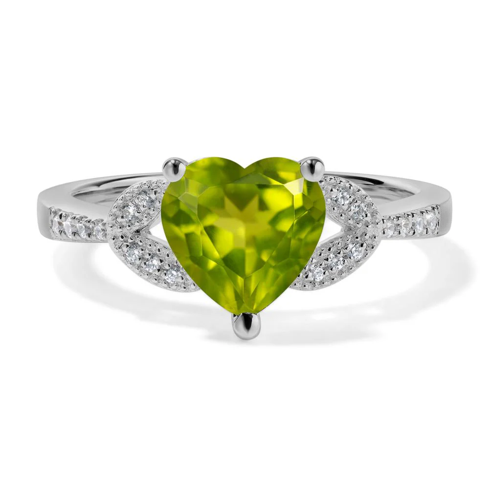 Heart Shaped Peridot Engagement Ring - Image 6