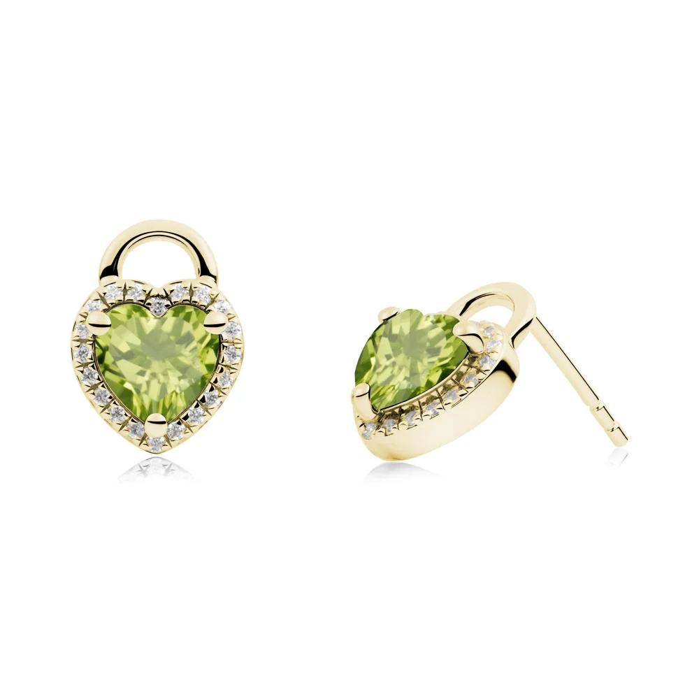 Heart Shaped Peridot Halo Earrings - Image 2