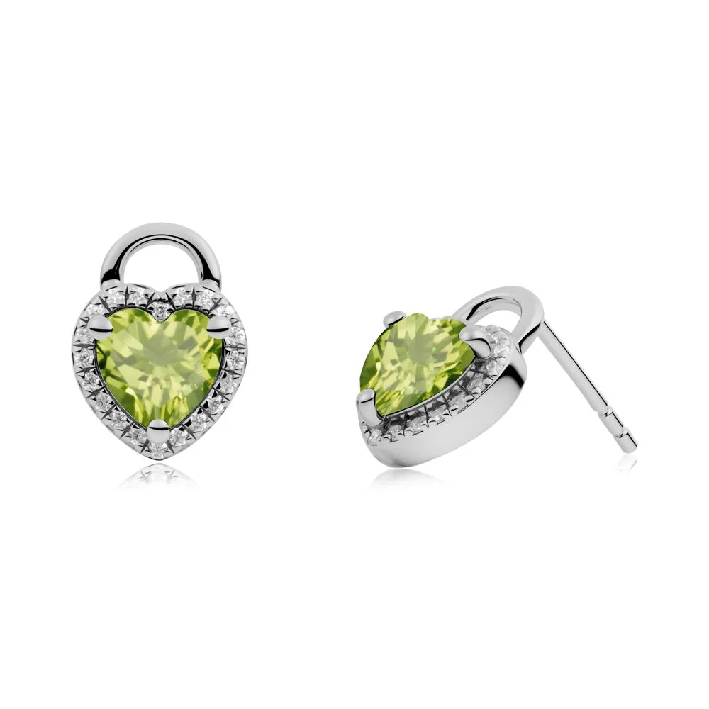 Heart Shaped Peridot Halo Earrings - Image 5