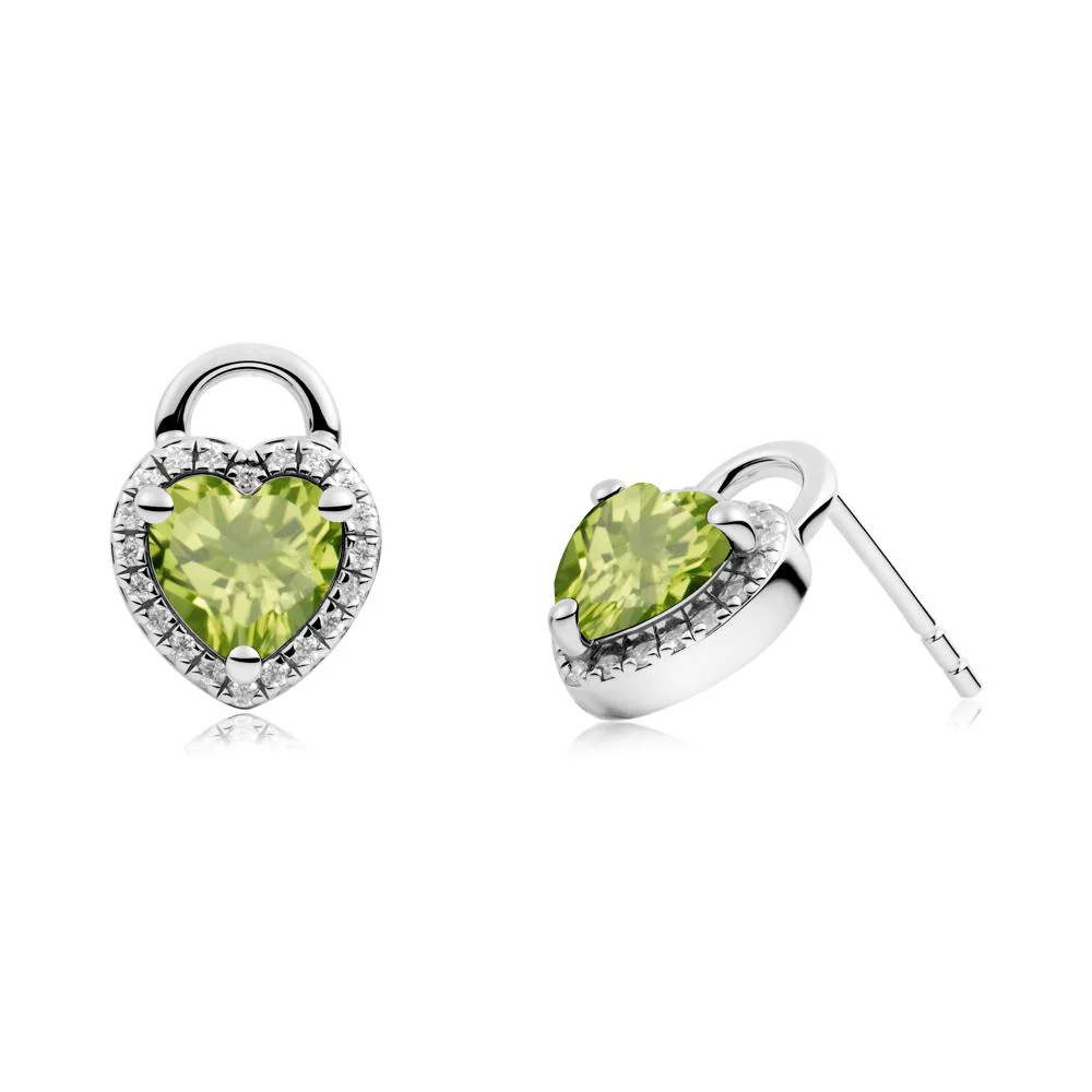 Heart Shaped Peridot Halo Earrings - Image 6