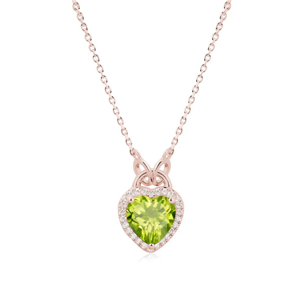 Heart Shaped Peridot Halo Necklace - Image 4