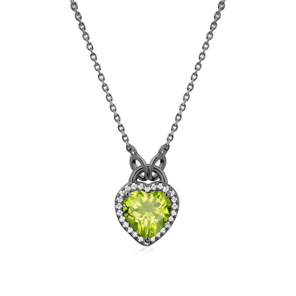 Heart Shaped Peridot Halo Necklace - Image 7