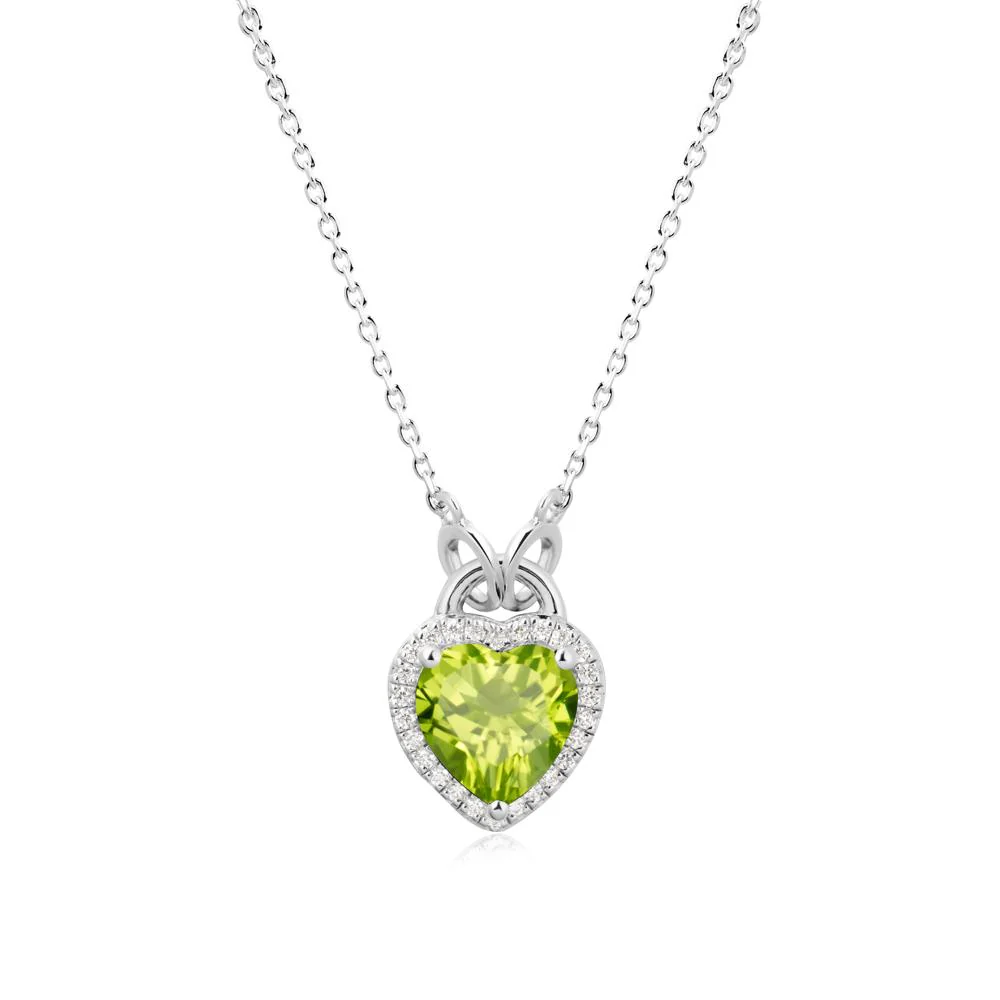 Heart Shaped Peridot Halo Necklace - Image 9