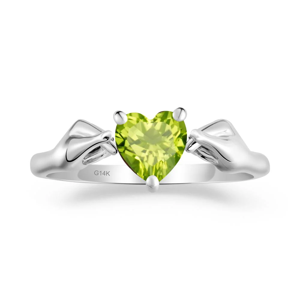 Heart Shaped Peridot Ring with Finger Heart - Image 5