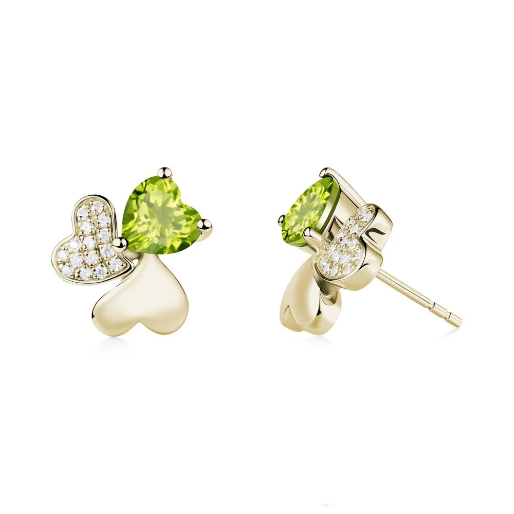 Heart Shaped Peridot Shamrock Earrings - Image 9