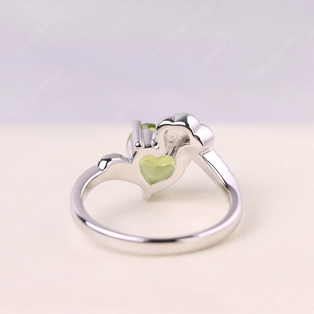 Heart Shaped Peridot Strawberry Ring - Image 3