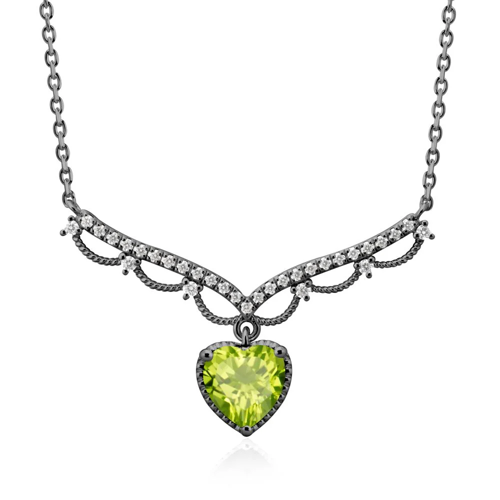 Heart Shaped Peridot V Shaped Necklace - Image 8