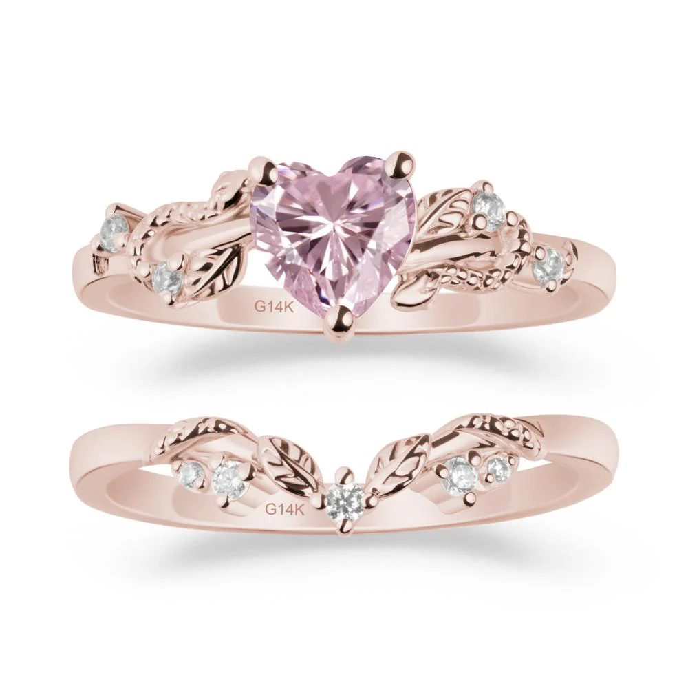Heart Shaped Pink Cubic Zirconia Bridal Set