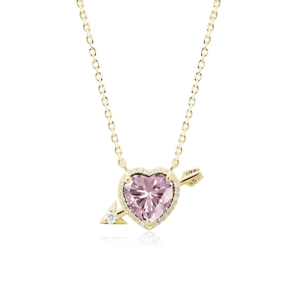 Heart Shaped Pink Cubic Zirconia Cupid's Arrow Necklace - Image 7