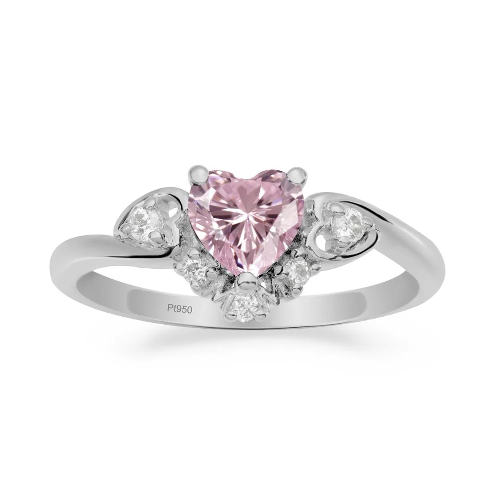 Heart Shaped Pink Cubic Zirconia Ring for Mom - Image 4