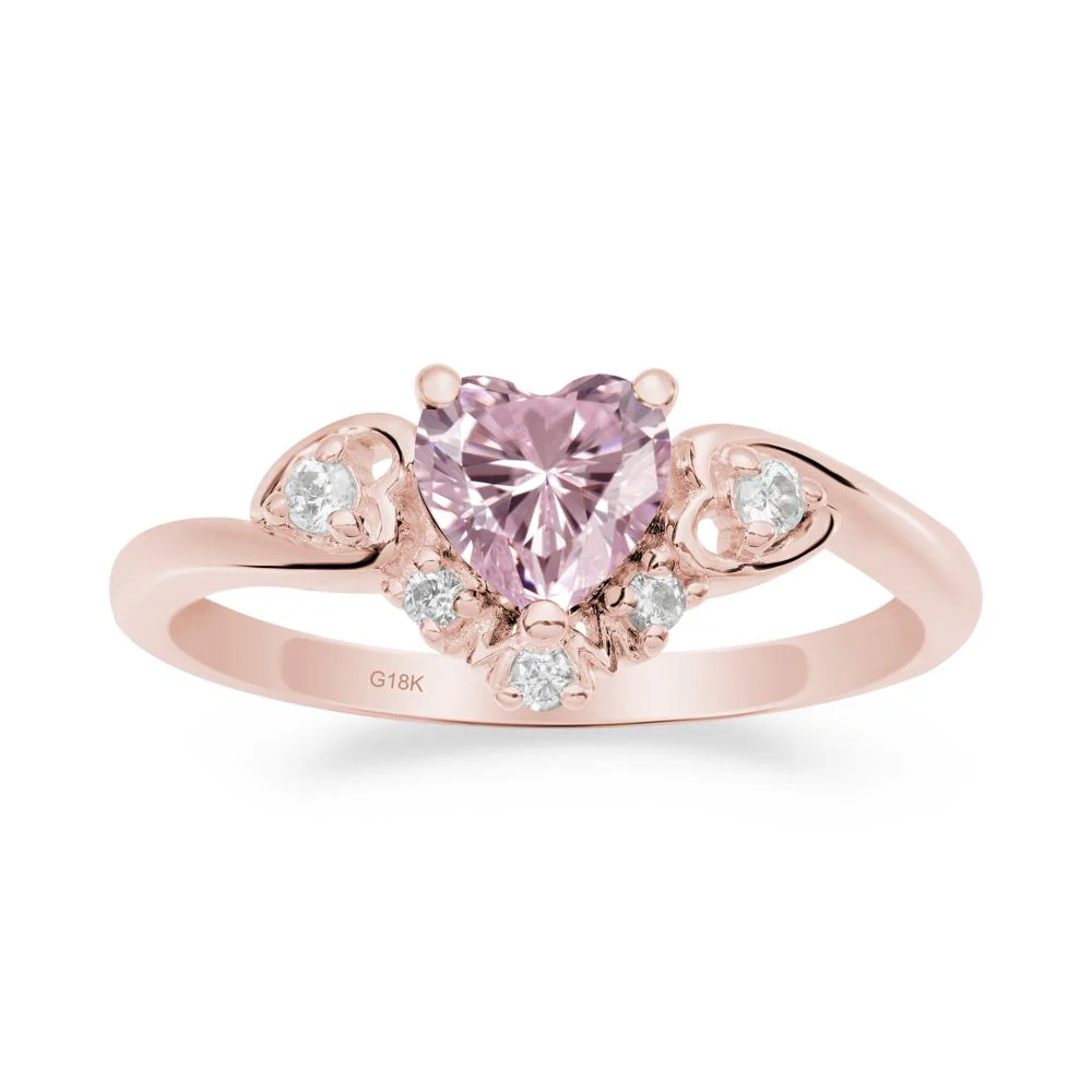 Heart Shaped Pink Cubic Zirconia Ring for Mom - Image 5