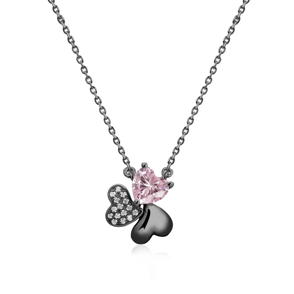 Heart Shaped Pink Cubic Zirconia Shamrock Necklace - Image 8