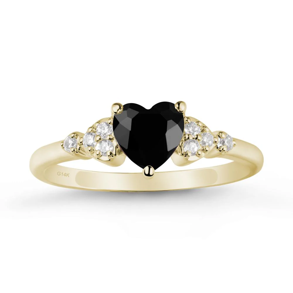 Heart Shaped Prong Set Black Spinel Ring - Image 4