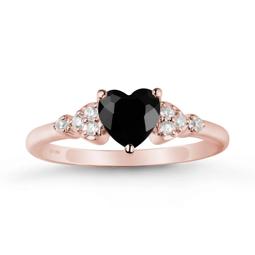 Heart Shaped Prong Set Black Spinel Ring - Image 5