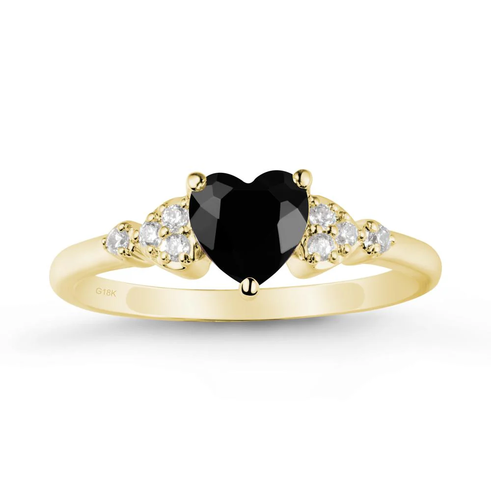 Heart Shaped Prong Set Black Spinel Ring - Image 7