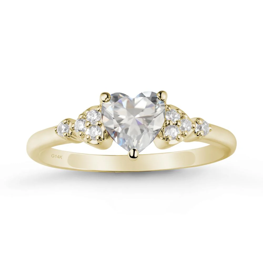 Heart Shaped Prong Set Cubic Zirconia Ring - Image 4