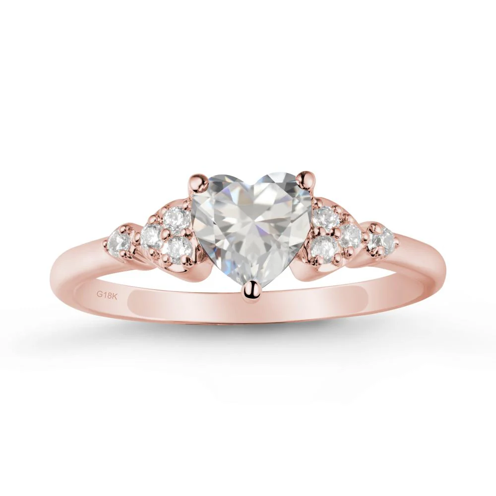 Heart Shaped Prong Set Cubic Zirconia Ring - Image 5