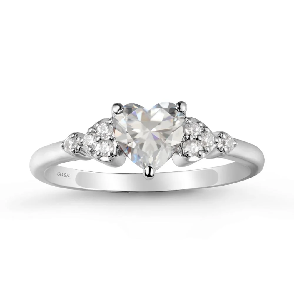 Heart Shaped Prong Set Cubic Zirconia Ring - Image 6