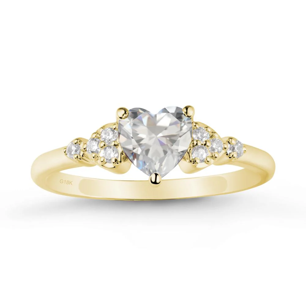 Heart Shaped Prong Set Cubic Zirconia Ring - Image 7