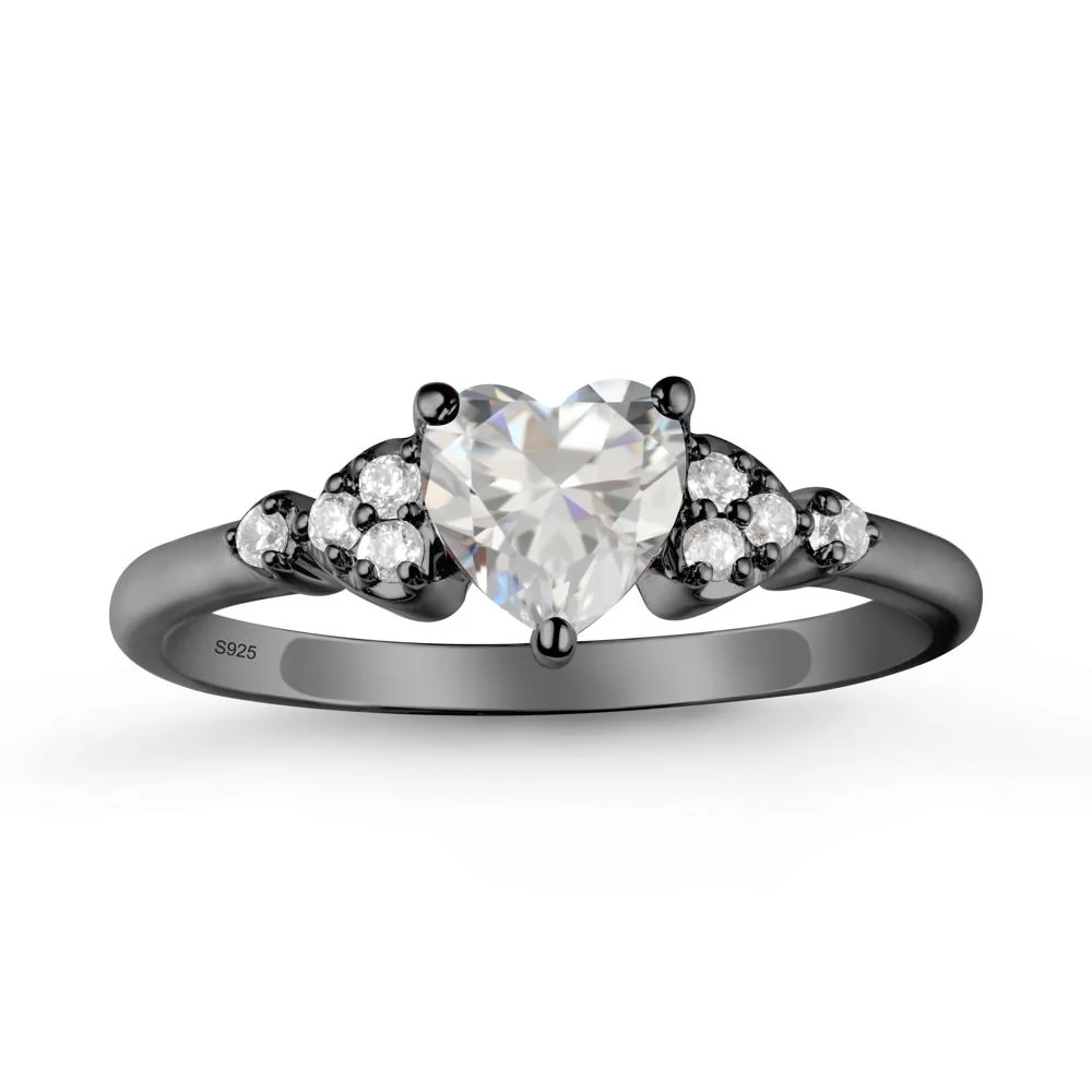 Heart Shaped Prong Set Cubic Zirconia Ring - Image 8