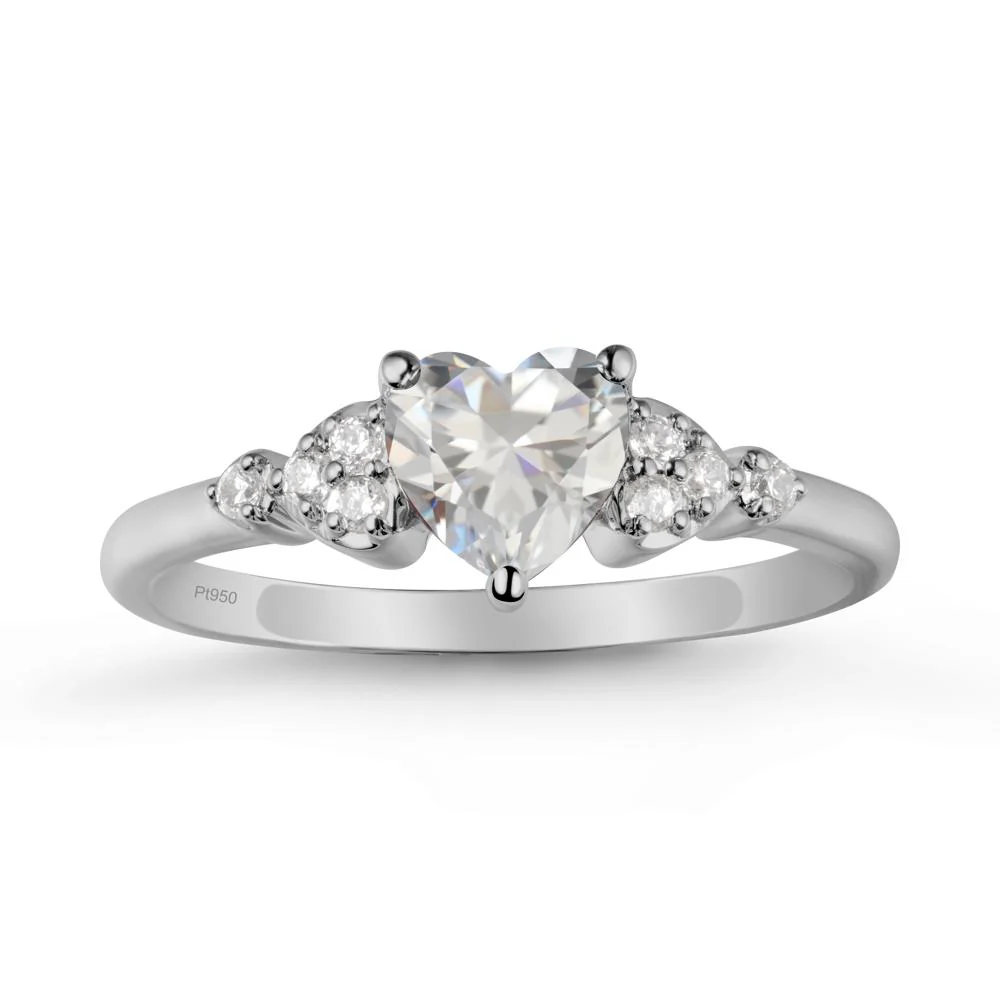 Heart Shaped Prong Set Cubic Zirconia Ring - Image 9