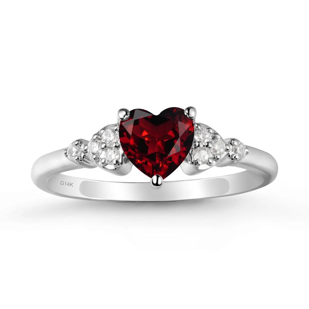 Heart Shaped Prong Set Garnet Ring