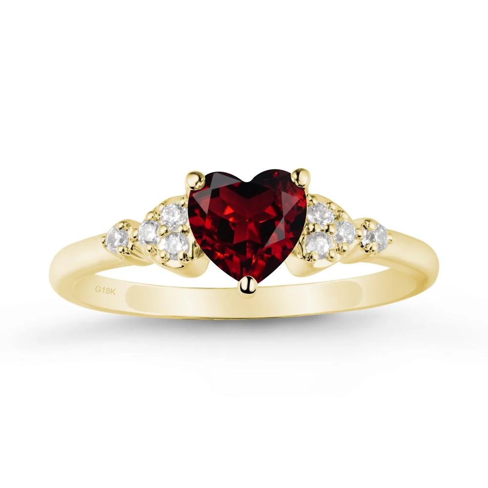 Heart Shaped Prong Set Garnet Ring - Image 6