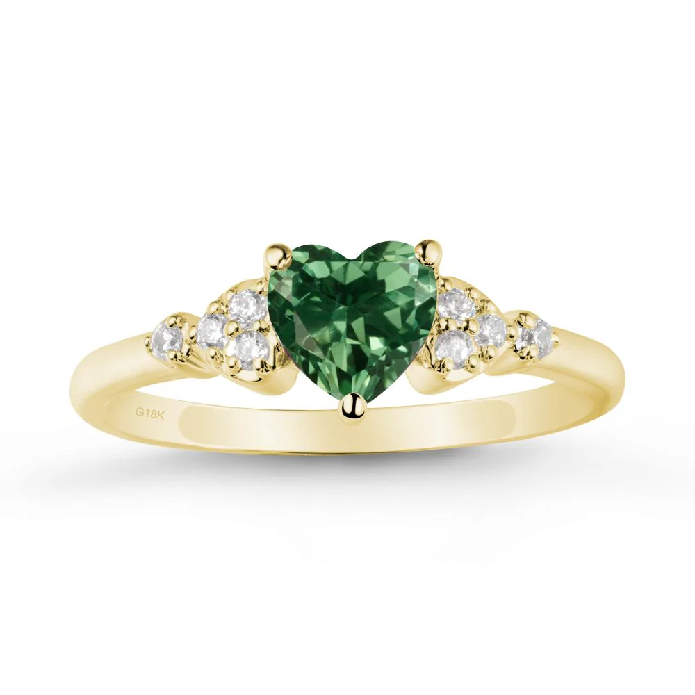 Heart Shaped Prong Set Green Sapphire Ring - Image 7