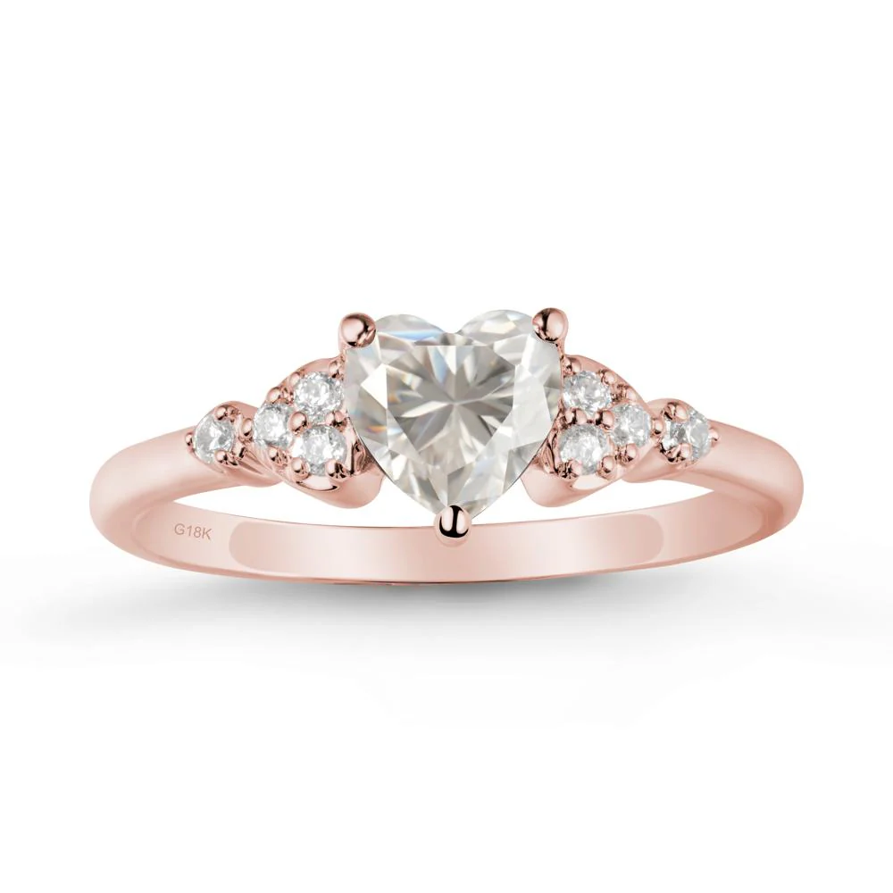 Heart Shaped Prong Set Moissanite Ring - Image 5