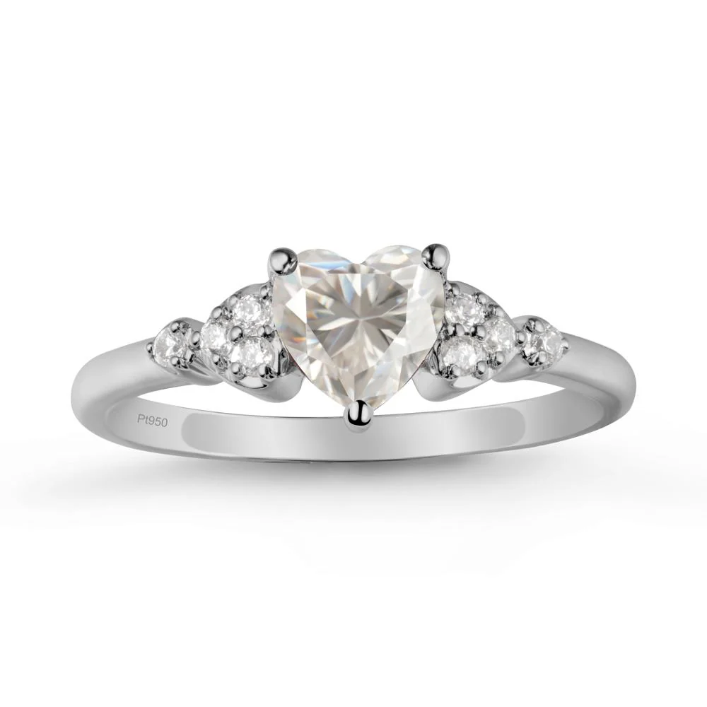 Heart Shaped Prong Set Moissanite Ring - Image 8