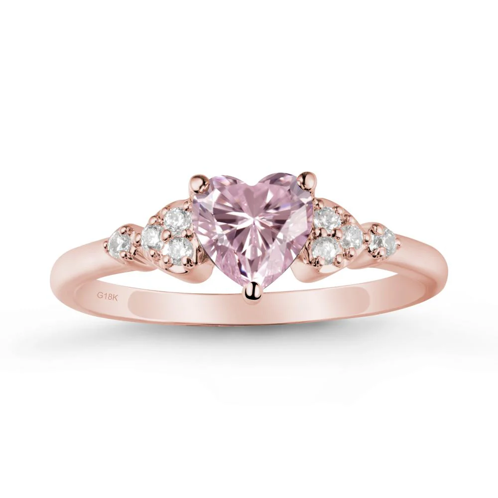 Heart Shaped Prong Set Pink Cubic Zirconia Ring - Image 5