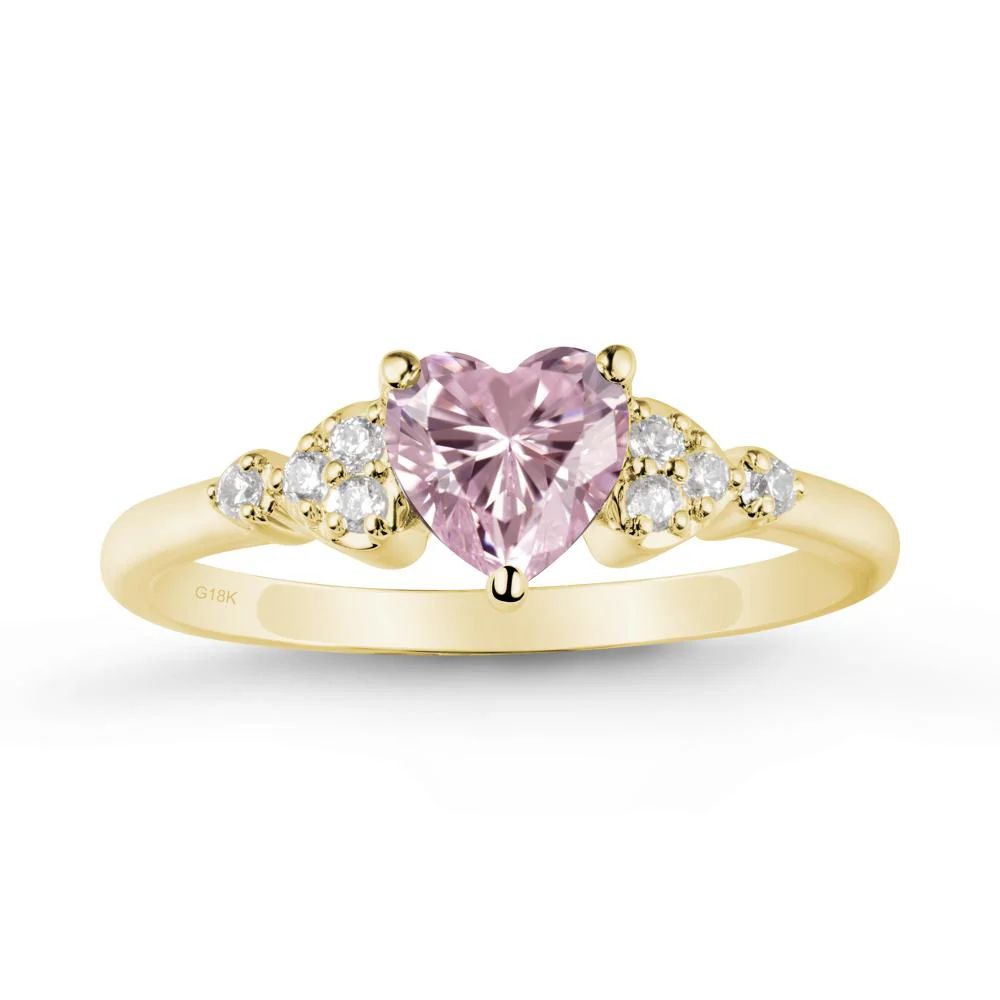 Heart Shaped Prong Set Pink Cubic Zirconia Ring - Image 7