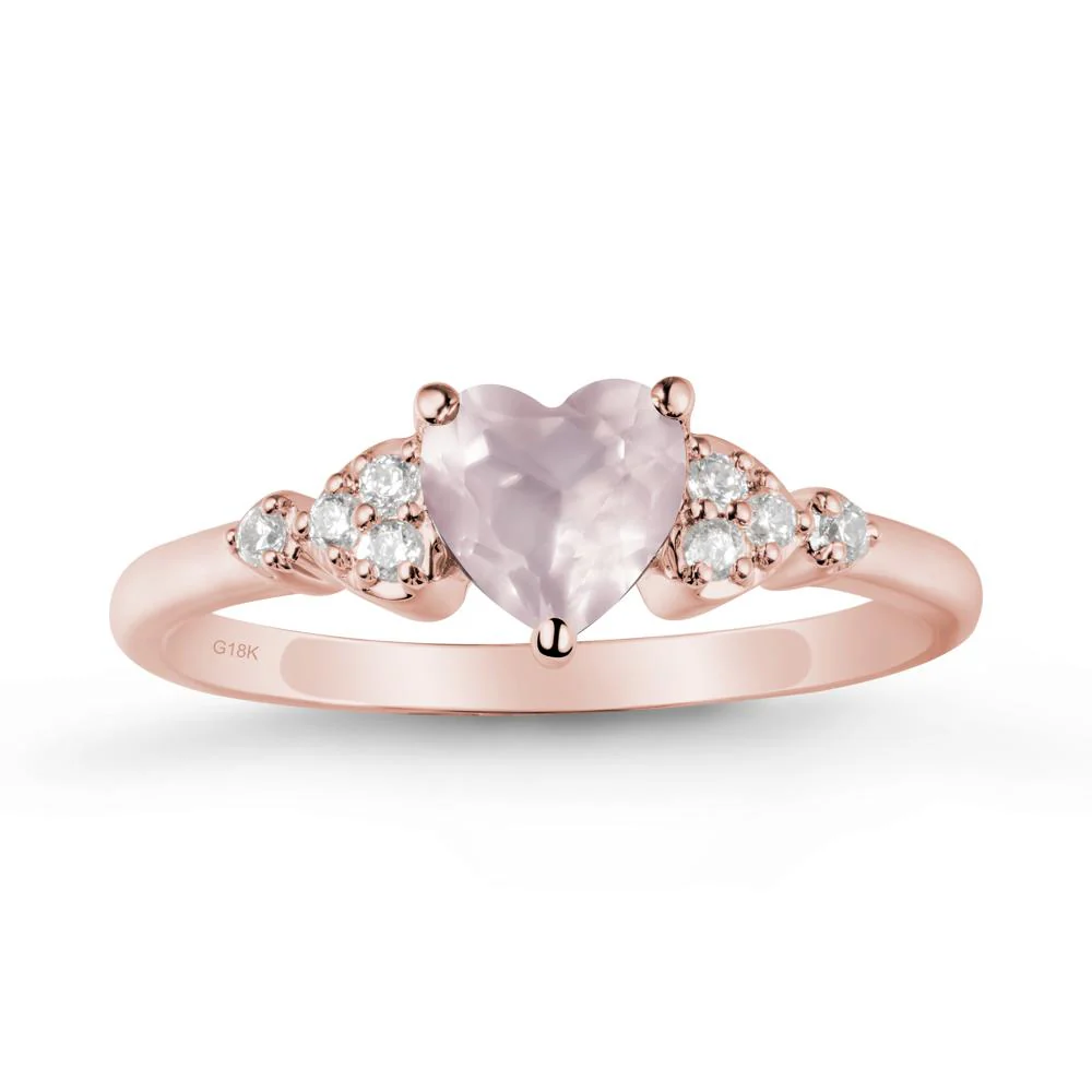 Heart Shaped Prong Set Rose Quartz Ring - Image 4