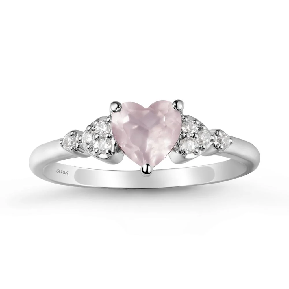 Heart Shaped Prong Set Rose Quartz Ring - Image 5