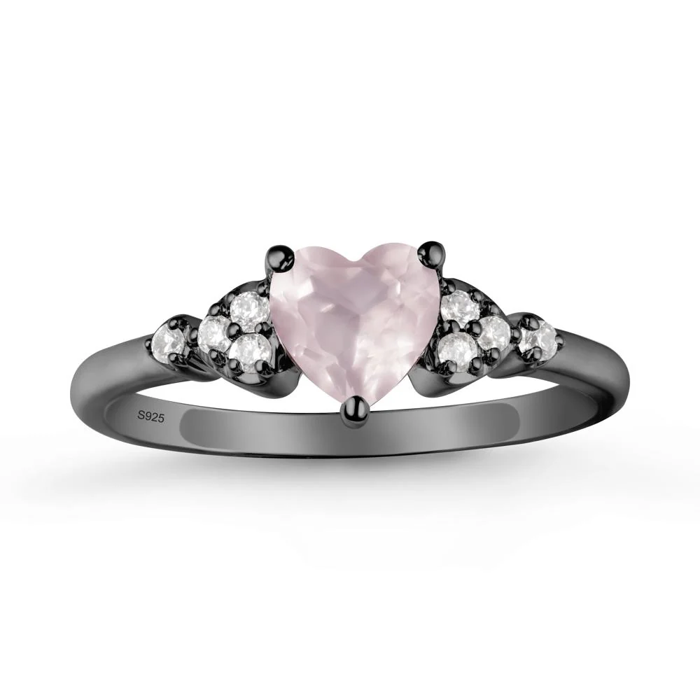 Heart Shaped Prong Set Rose Quartz Ring - Image 7