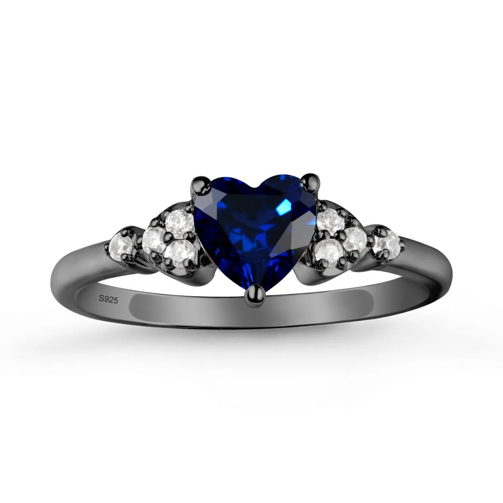 Heart Shaped Prong Set Sapphire Ring - Image 8