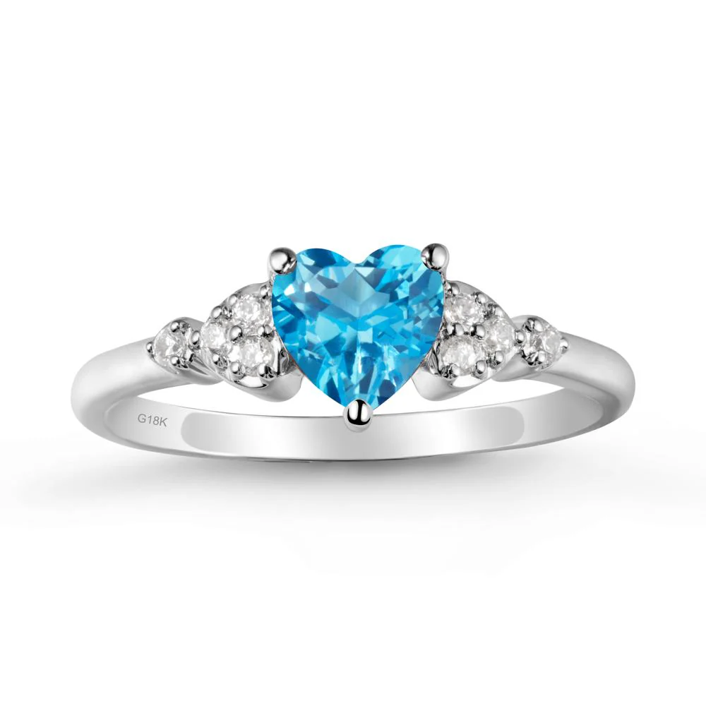 Heart Shaped Prong Set Swiss Blue Topaz Ring - Image 5