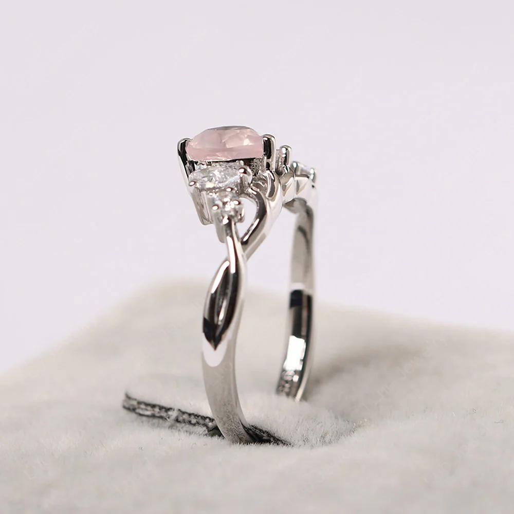 Heart Shaped Rose Quartz Cluster Ring - Image 3