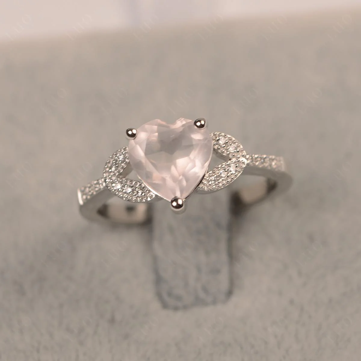 Heart Shaped Rose Quartz Engagement Ring - Image 10
