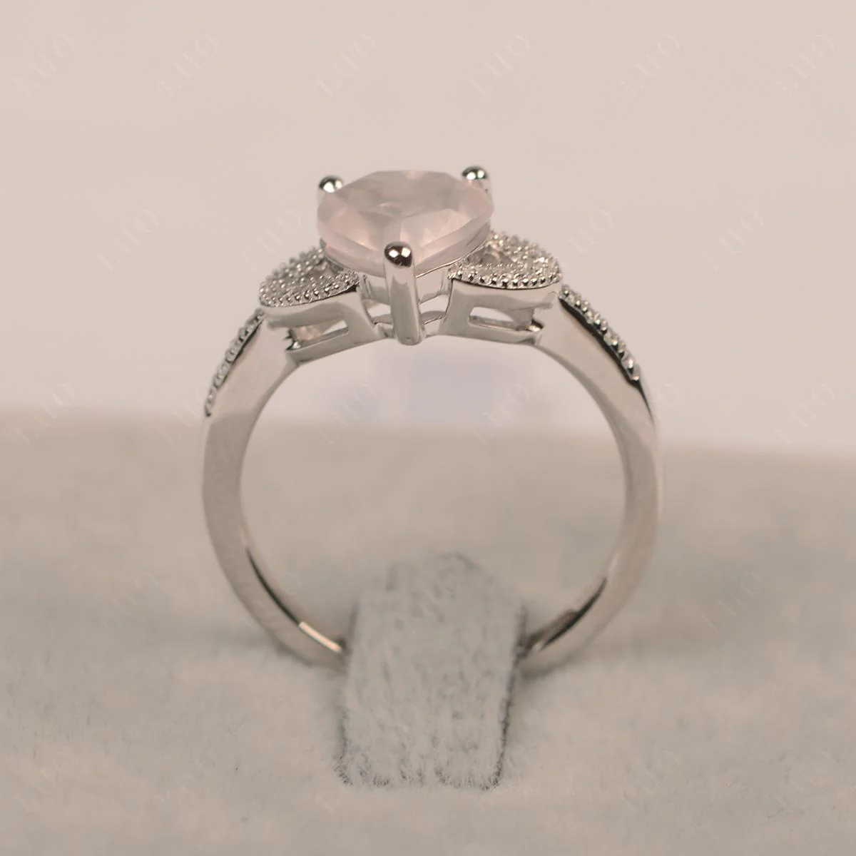Heart Shaped Rose Quartz Engagement Ring - Image 11