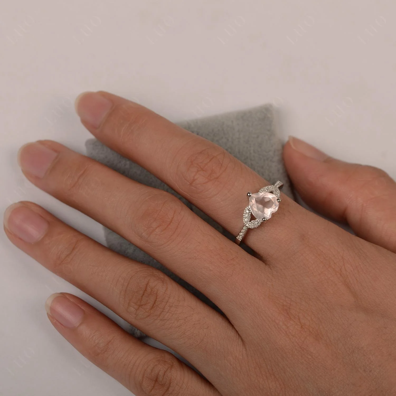 Heart Shaped Rose Quartz Engagement Ring - Image 12