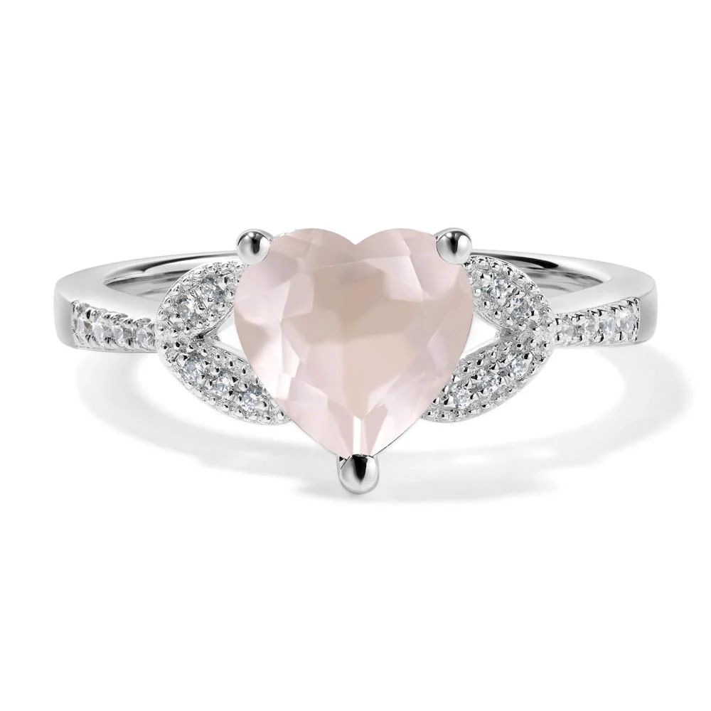 Heart Shaped Rose Quartz Engagement Ring - Image 2