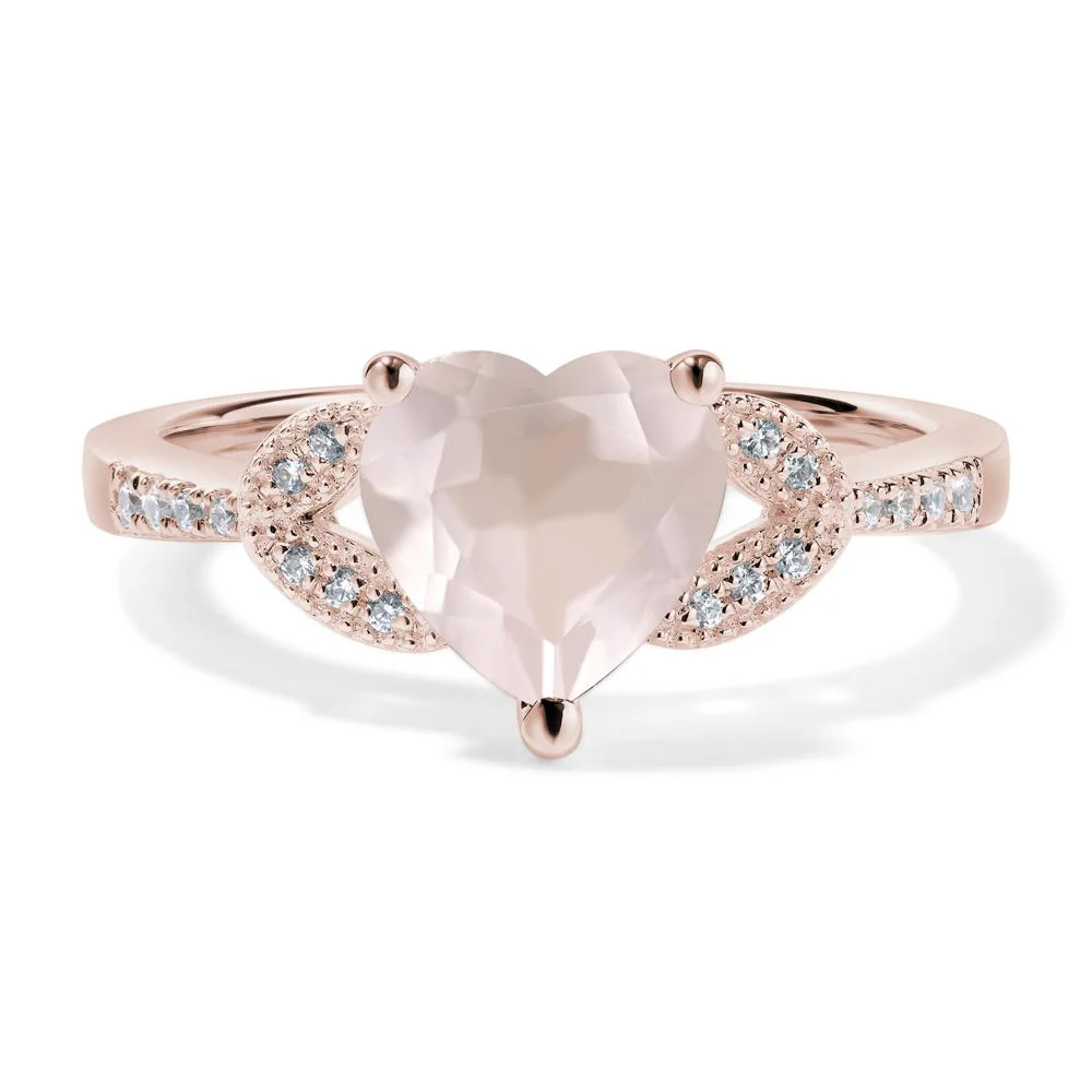Heart Shaped Rose Quartz Engagement Ring - Image 5