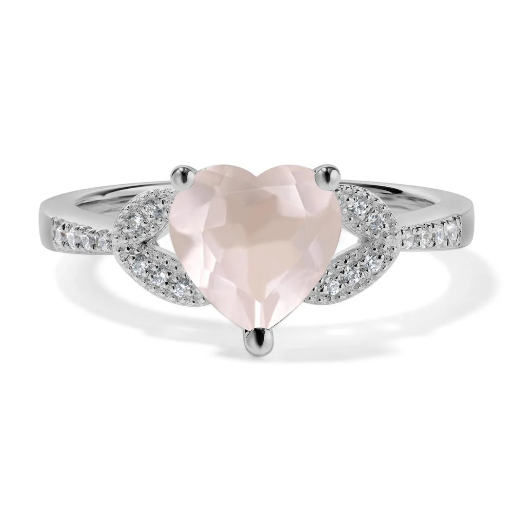 Heart Shaped Rose Quartz Engagement Ring - Image 6